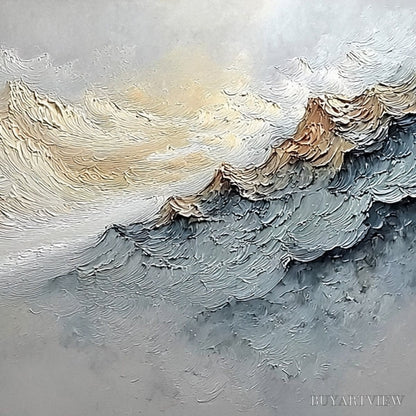 BUYARTVIEW Summit'S Whisper – Textured Wabi Sabi Abstract Mountain Landscape Painting - image 5