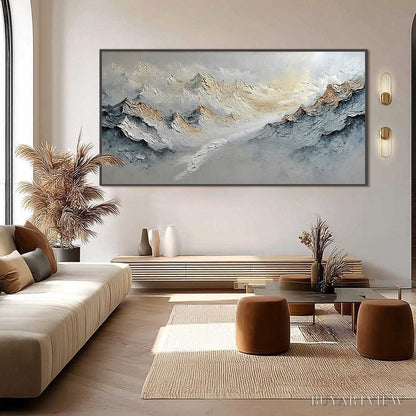 BUYARTVIEW Summit'S Whisper – Textured Wabi Sabi Abstract Mountain Landscape Painting - image 6