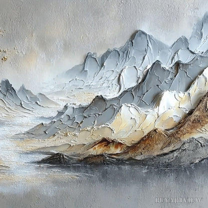 BUYARTVIEW Golden Serenity – Textured Impasto Mountain Valley Landscape Painting - image 5