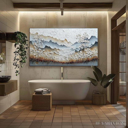 BUYARTVIEW Whispering Meadow – Heavily Textured Wabi Sabi Mountain & Flower Landscape Painting - image 6