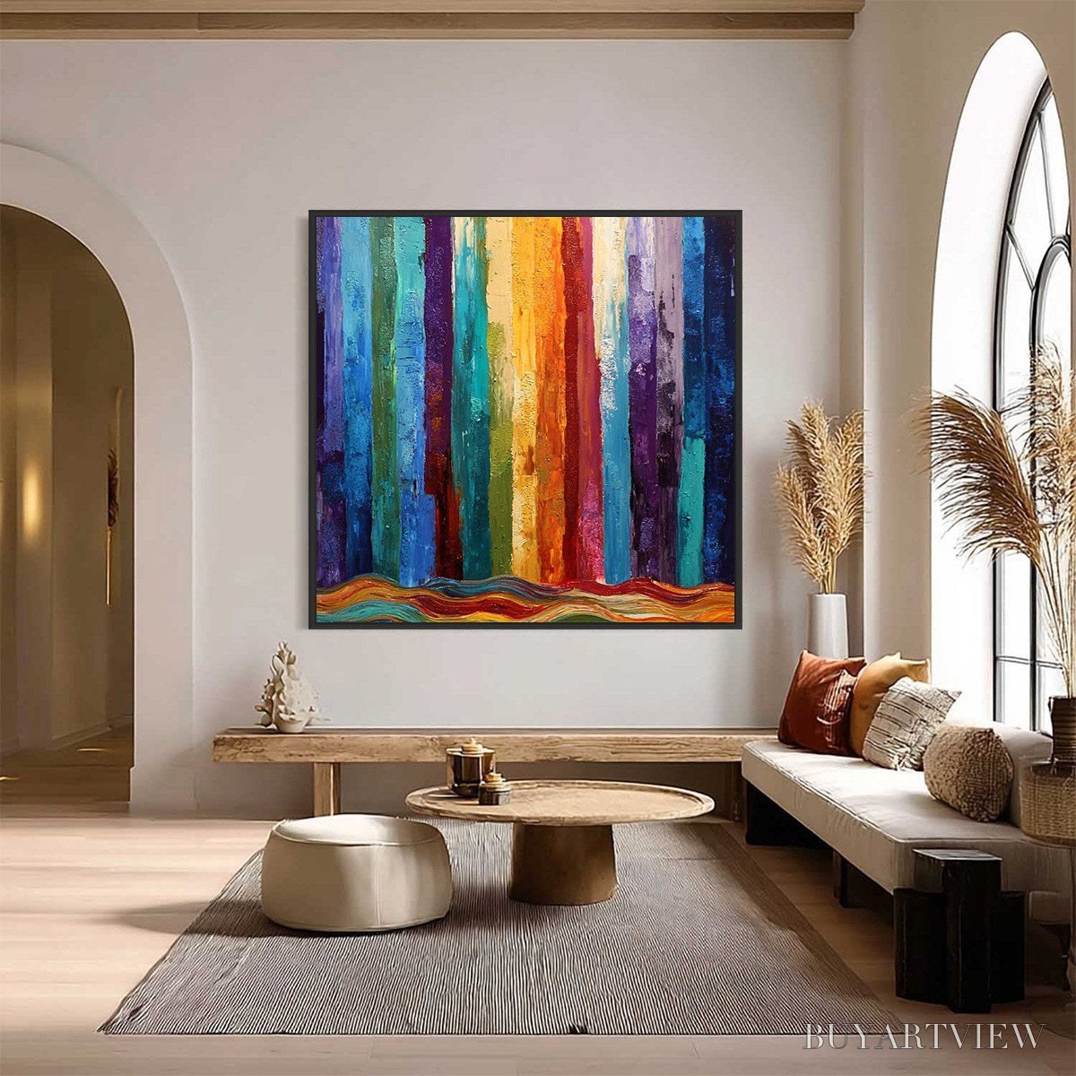 BUYARTVIEW Chromatic Cascade – Large Colorful Abstract Impasto Oil Painting - image 2