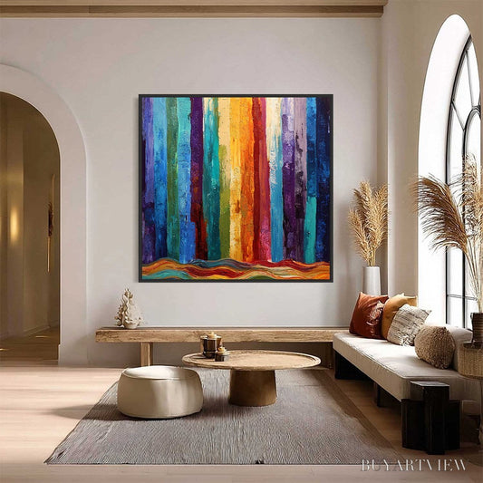 BUYARTVIEW Chromatic Cascade – Large Colorful Abstract Impasto Oil Painting - image 2