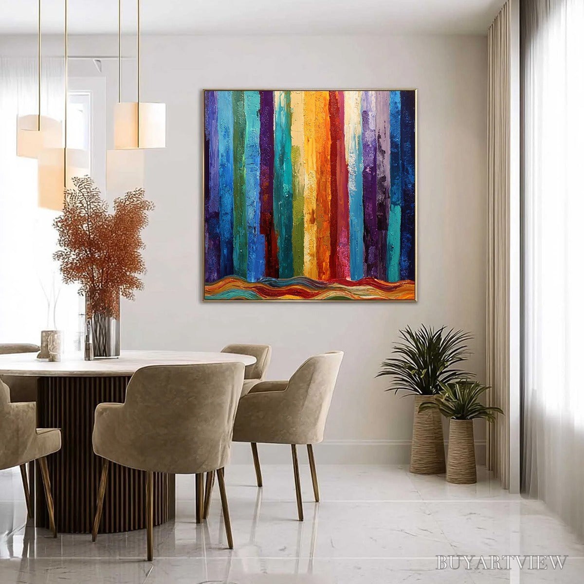 BUYARTVIEW Chromatic Cascade – Large Colorful Abstract Impasto Oil Painting - image 4