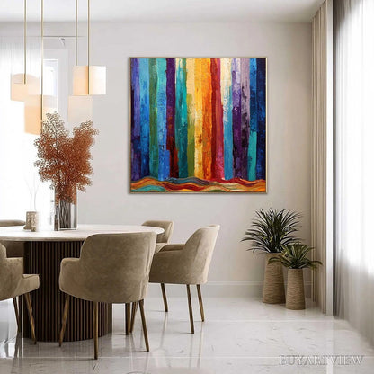 BUYARTVIEW Chromatic Cascade – Large Colorful Abstract Impasto Oil Painting - image 4