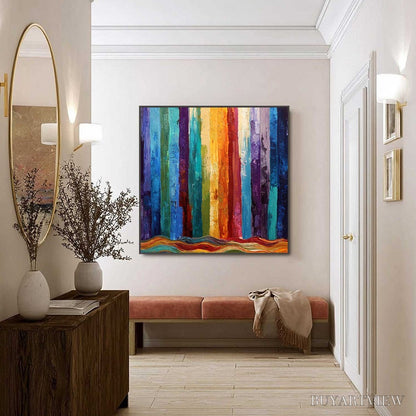 BUYARTVIEW Chromatic Cascade – Large Colorful Abstract Impasto Oil Painting - image 6