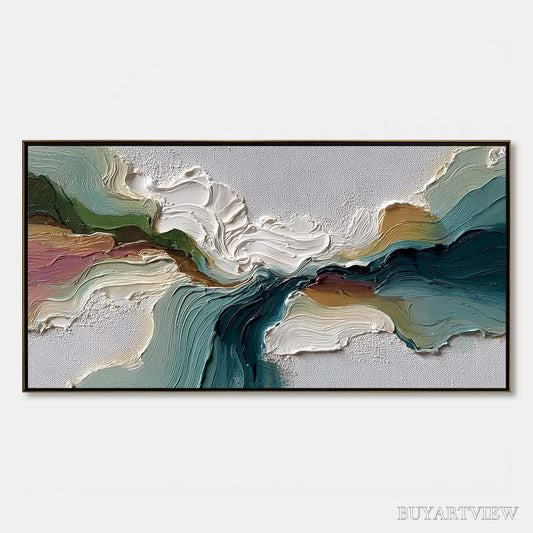 BUYARTVIEW Terraflow – Large Horizontal Abstract Impasto Landscape Painting - image 1