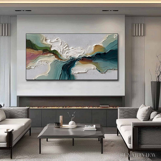 BUYARTVIEW Terraflow – Large Horizontal Abstract Impasto Landscape Painting - image 2