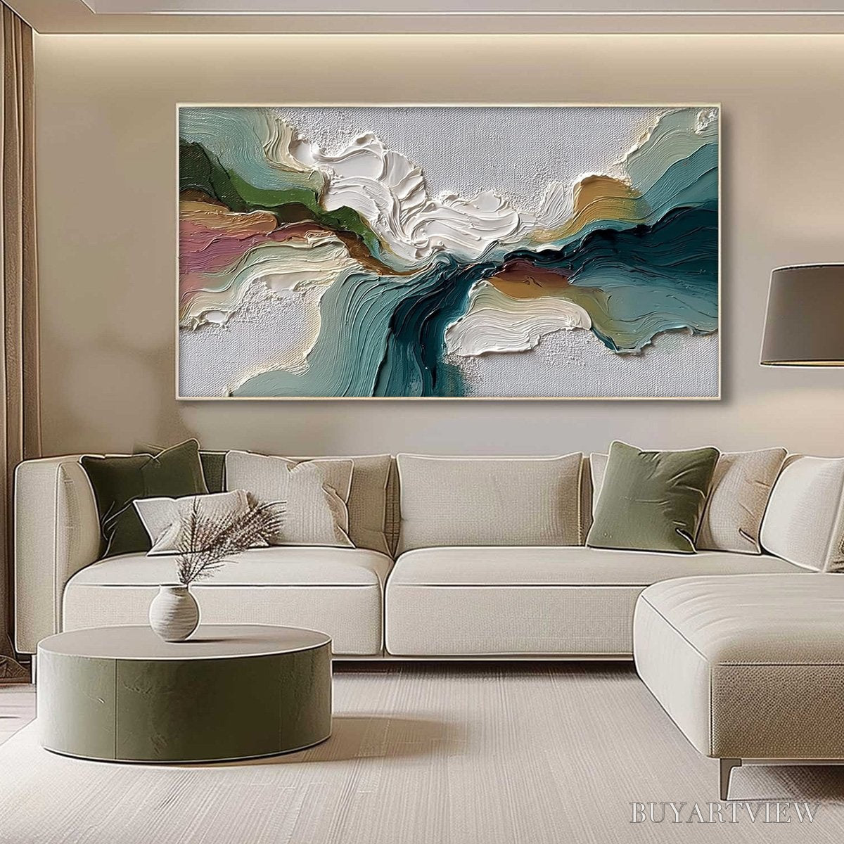 BUYARTVIEW Terraflow – Large Horizontal Abstract Impasto Landscape Painting - image 4