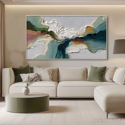BUYARTVIEW Terraflow – Large Horizontal Abstract Impasto Landscape Painting - image 4