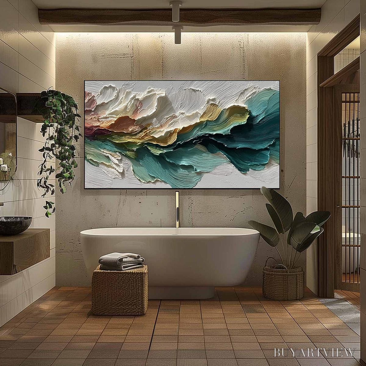 BUYARTVIEW Canyon Rhythm – Large Textured Abstract Impasto Landscape Painting - image 6