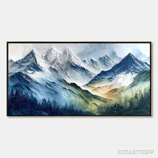 BUYARTVIEW Alpine Majesty – Textured Impasto Mountain Range Landscape Painting - image 1