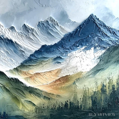 BUYARTVIEW Alpine Majesty – Textured Impasto Mountain Range Landscape Painting - image 5