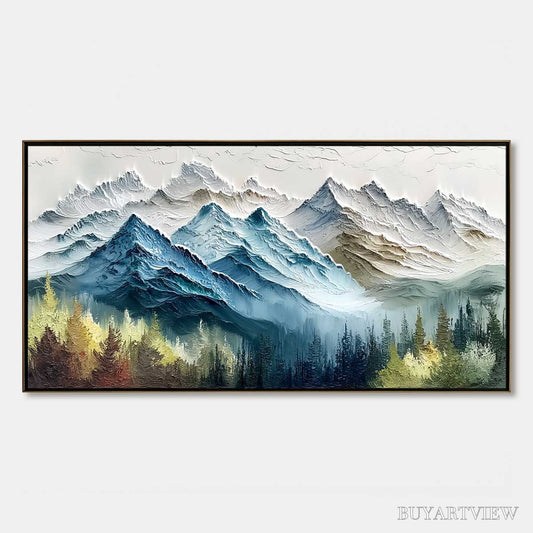 BUYARTVIEW Alpine Majesty – Textured Mountain and Forest Landscape Painting - image 1