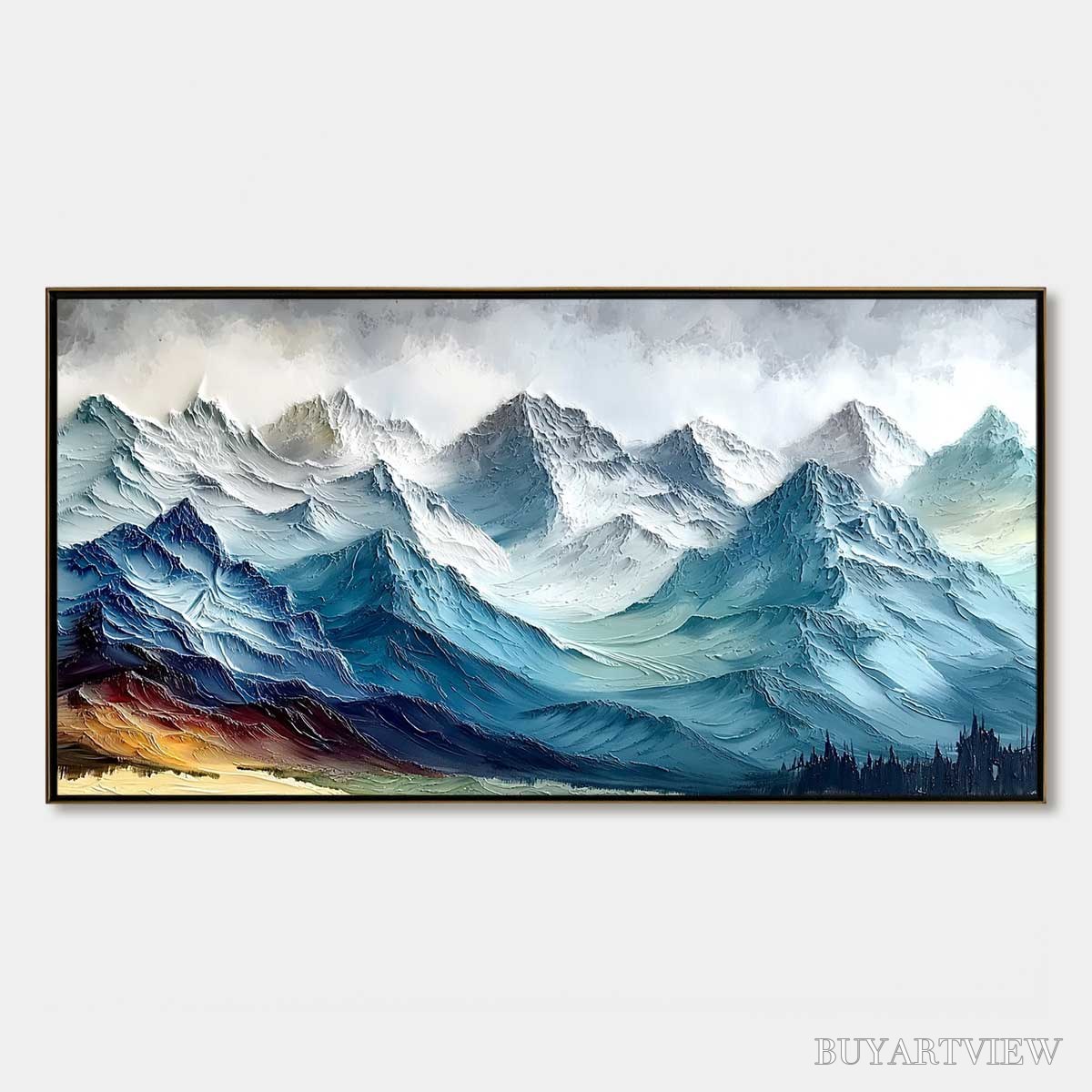 BUYARTVIEW Alpine Crest – Textured Impasto Mountain Range Landscape Painting - image 1