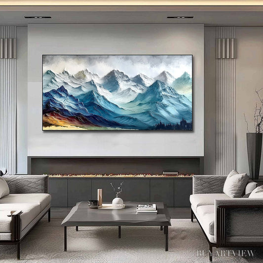 BUYARTVIEW Alpine Crest – Textured Impasto Mountain Range Landscape Painting - image 2