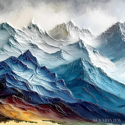 BUYARTVIEW Alpine Crest – Textured Impasto Mountain Range Landscape Painting - image 3