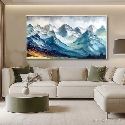 BUYARTVIEW Alpine Crest – Textured Impasto Mountain Range Landscape Painting - image 4