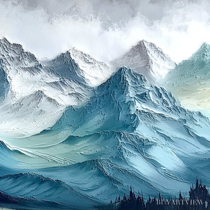 BUYARTVIEW Alpine Crest – Textured Impasto Mountain Range Landscape Painting - image 5