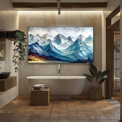 BUYARTVIEW Alpine Crest – Textured Impasto Mountain Range Landscape Painting - image 6
