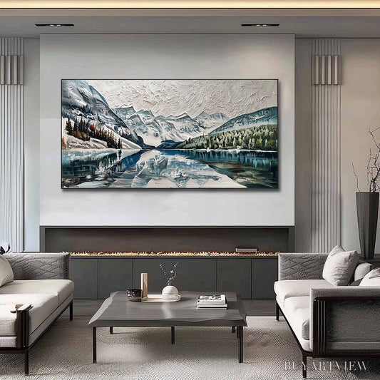 BUYARTVIEW Glacial Serenity – Heavily Textured Impasto Mountain Lake Painting - image 2