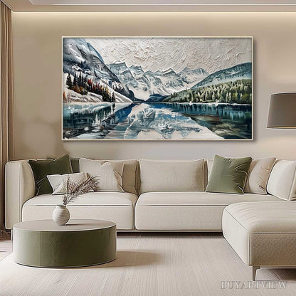 BUYARTVIEW Glacial Serenity – Heavily Textured Impasto Mountain Lake Painting - image 4