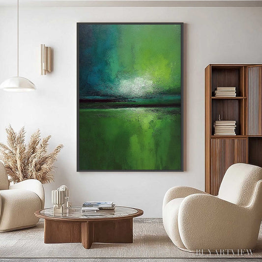 BUYARTVIEW Verdant Horizon – Large Textured Abstract Green Landscape Painting - image 2