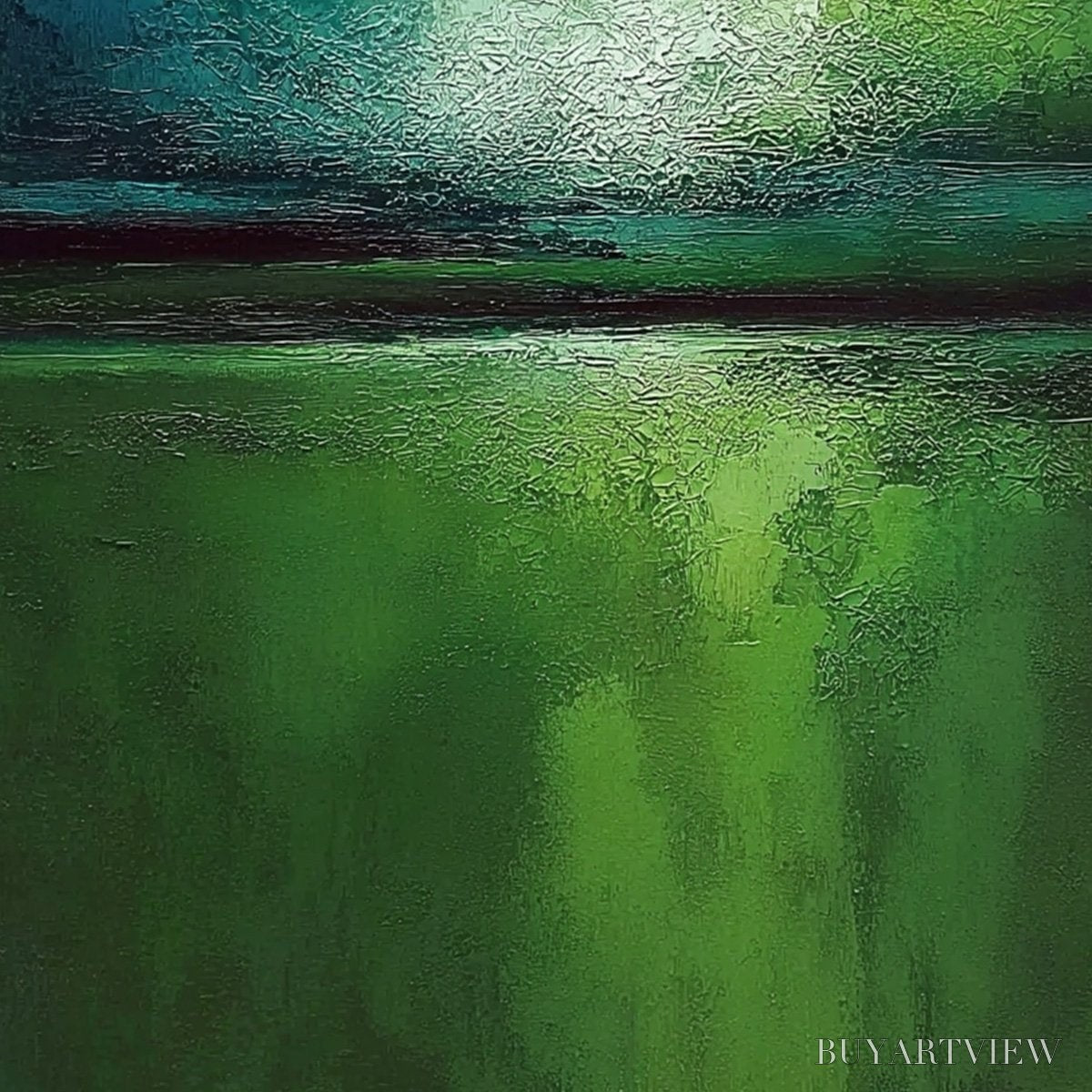 BUYARTVIEW Verdant Horizon – Large Textured Abstract Green Landscape Painting - image 3