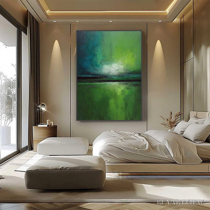 BUYARTVIEW Verdant Horizon – Large Textured Abstract Green Landscape Painting - image 6