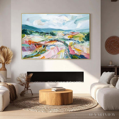 BUYARTVIEW Valley in Bloom – Textured Palette Knife Abstract Landscape Painting - image 2