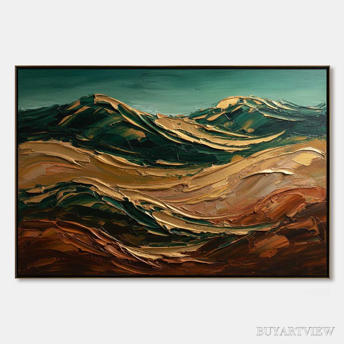 BUYARTVIEW Terra Dorata – Textured Abstract Mountain Landscape Painting - image 1