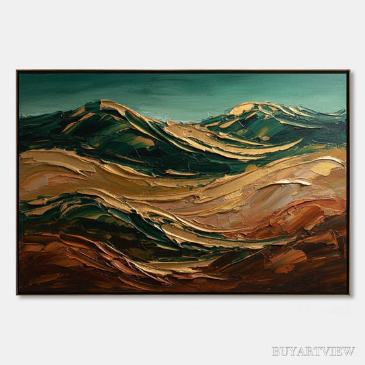 BUYARTVIEW Terra Dorata – Textured Abstract Mountain Landscape Painting - image 1