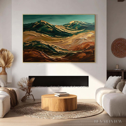 BUYARTVIEW Terra Dorata – Textured Abstract Mountain Landscape Painting - image 2
