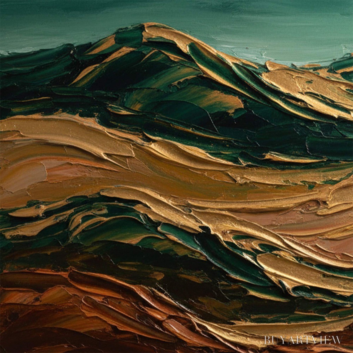 BUYARTVIEW Terra Dorata – Textured Abstract Mountain Landscape Painting - image 3