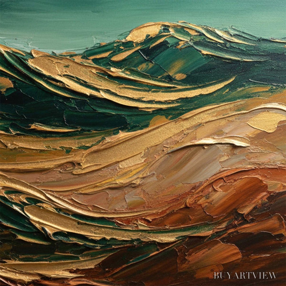 BUYARTVIEW Terra Dorata – Textured Abstract Mountain Landscape Painting - image 5
