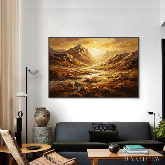 BUYARTVIEW Golden Canyon – Textured Impasto Mountain Valley Landscape Painting - image 2