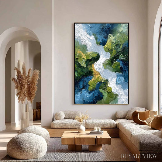BUYARTVIEW Riverine Rush – Textured Abstract Landscape Painting of a River Valley - image 2