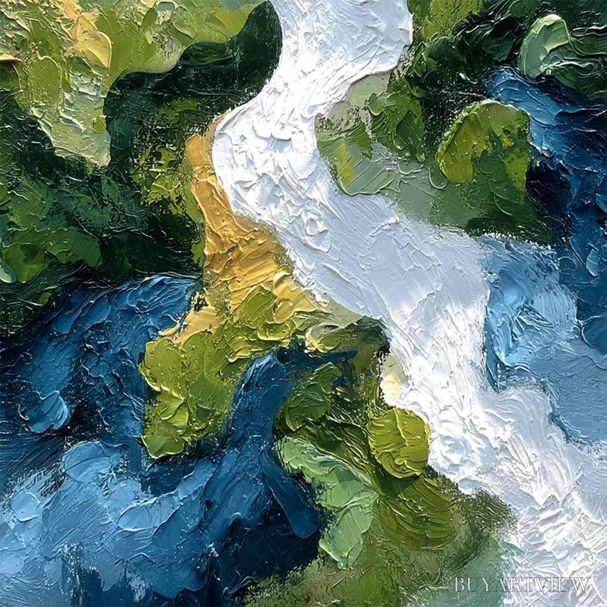 BUYARTVIEW Riverine Rush – Textured Abstract Landscape Painting of a River Valley - image 5