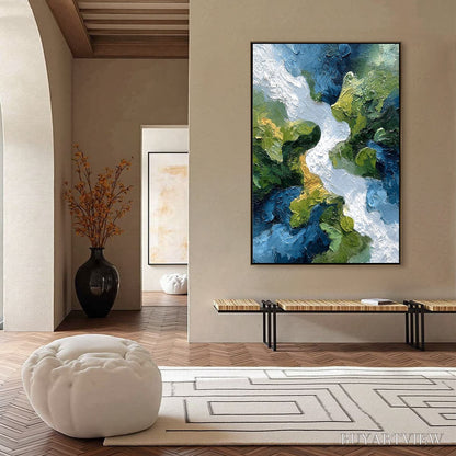 BUYARTVIEW Riverine Rush – Textured Abstract Landscape Painting of a River Valley - image 6