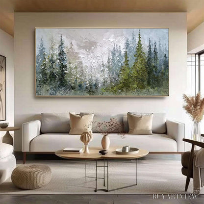 BUYARTVIEW Evergreen Serenity – Textured Impasto Pine Forest Landscape Painting - image 2