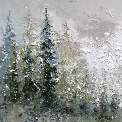 BUYARTVIEW Evergreen Serenity – Textured Impasto Pine Forest Landscape Painting - image 3