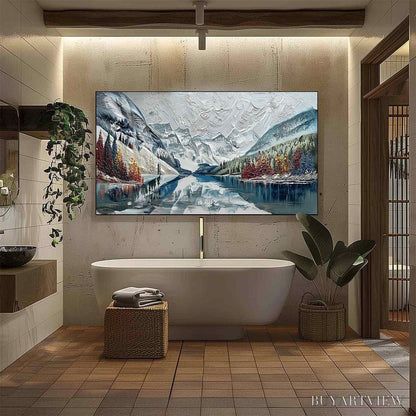 BUYARTVIEW Alpine Reflection – Textured Palette Knife Mountain & Lake Landscape Painting - image 6
