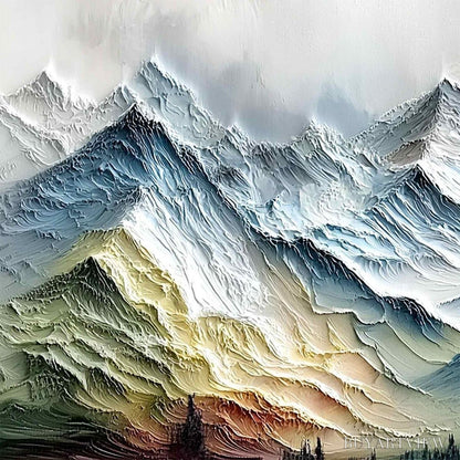 BUYARTVIEW Alpine Glow – Large Textured Impasto Mountain Range - image 3
