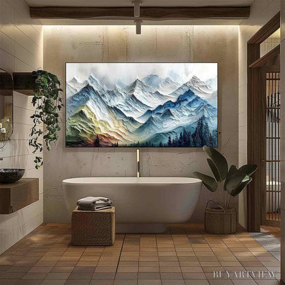 BUYARTVIEW Alpine Glow – Large Textured Impasto Mountain Range - image 6