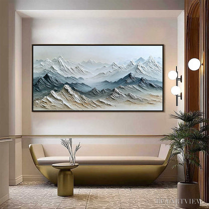 BUYARTVIEW Eternal Summits – Textured Wabi Sabi Mountain Landscape Painting - image 2