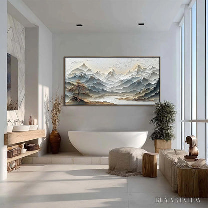 BUYARTVIEW Eternal Horizons – Textured Wabi Sabi Mountain Landscape Painting - image 6