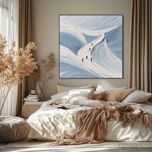 BUYARTVIEW Alpine Ascent – Textured Impasto Skiing Mountainscape Painting - image 2