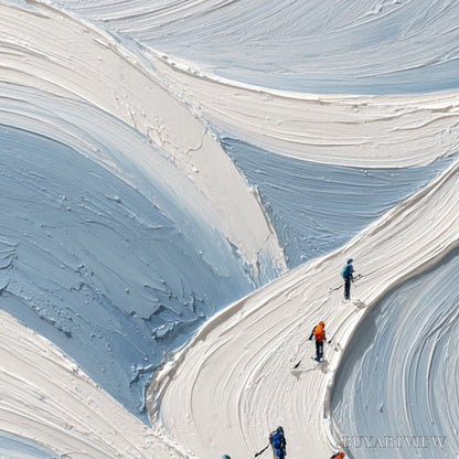 BUYARTVIEW Alpine Ascent – Textured Impasto Skiing Mountainscape Painting - image 3
