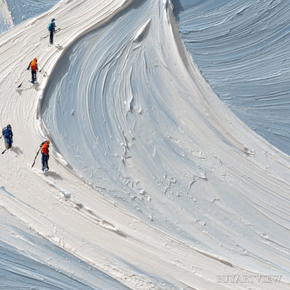 BUYARTVIEW Alpine Ascent – Textured Impasto Skiing Mountainscape Painting - image 5