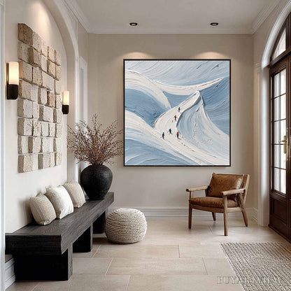 BUYARTVIEW Alpine Ascent – Textured Impasto Skiing Mountainscape Painting - image 6