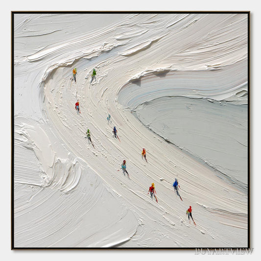 BUYARTVIEW Alpine Rush – Textured Impasto Style Skiing Sports Painting - image 1